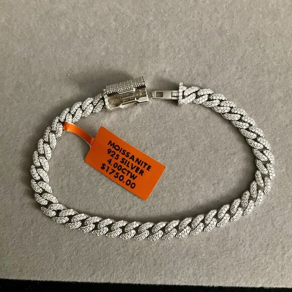 6mm Genuine Moissanite Miami Cuban Link Bracelet 8in~ NEW Retail $1,750 - Picture 11 of 16